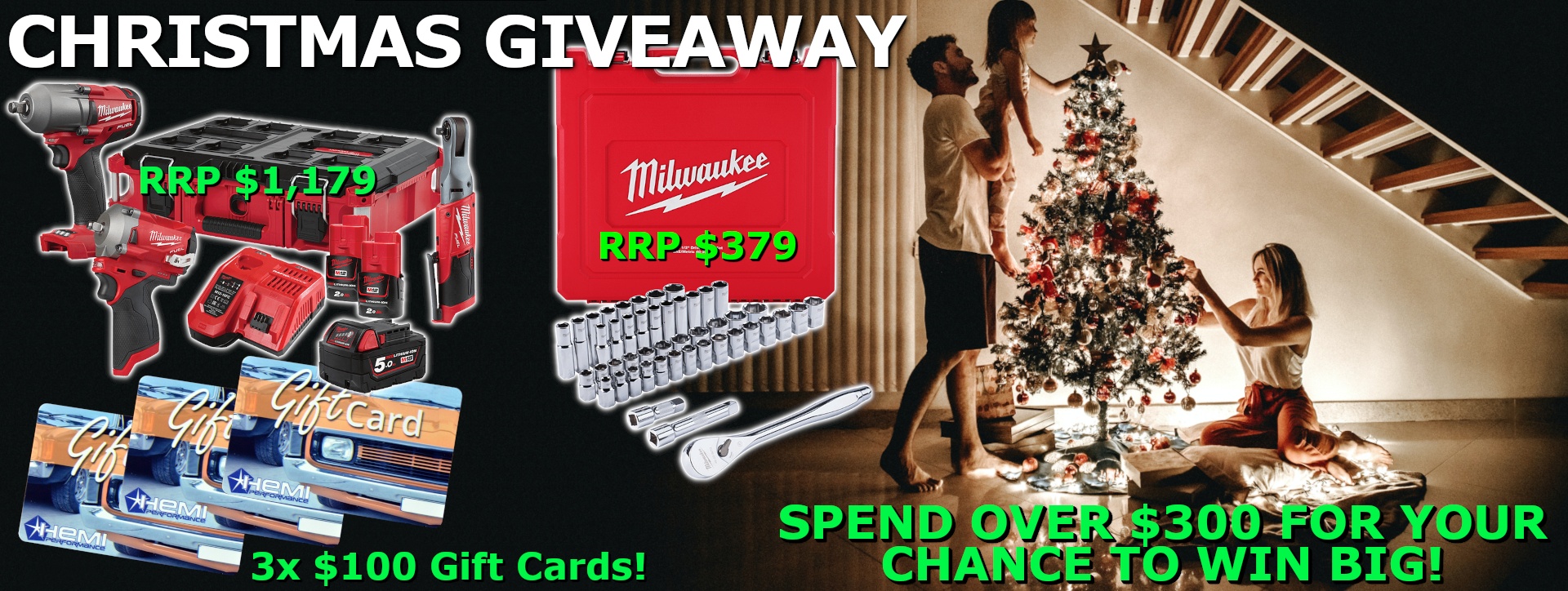 CHRISTMAS GIVEAWAY! Spend over $300 for your chance to win big!