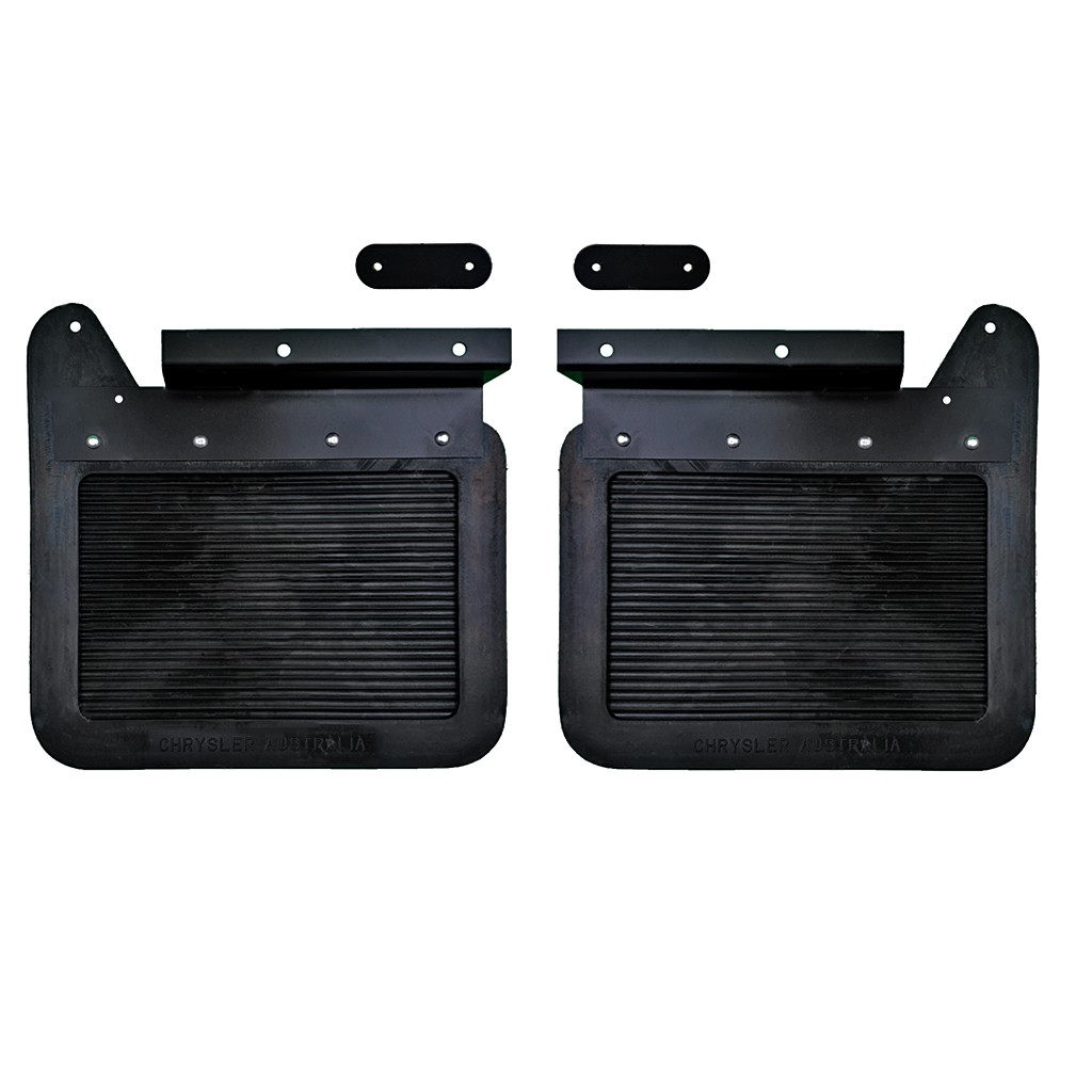 Reproduction "Chrysler Australia" Rear Mud Flap & Bracket Set : suit VH/VJ/VK/CL/CM