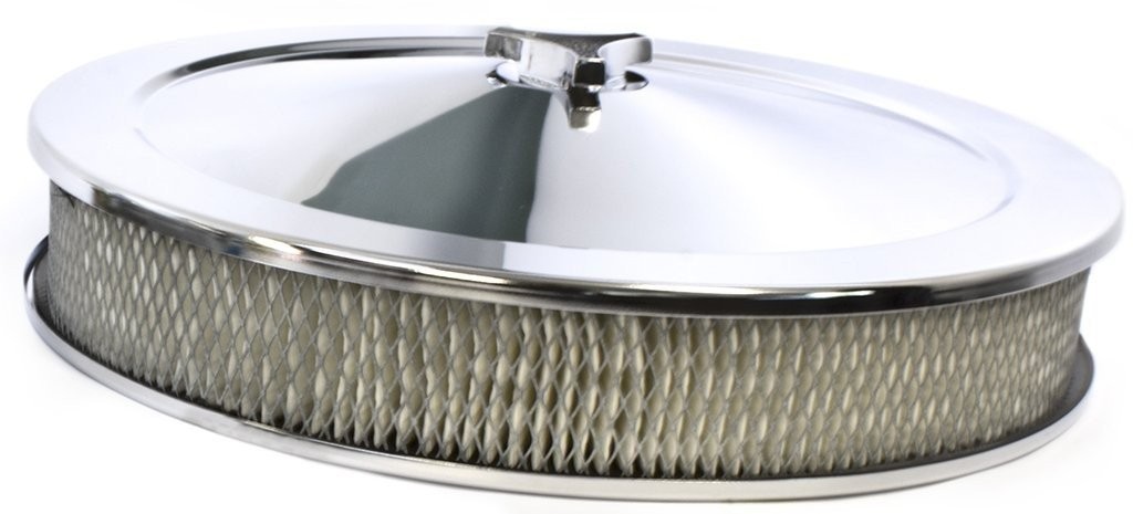 Chrome Air Cleaner : 4 barrel, 14 inch x 55mm (96mm installed height)