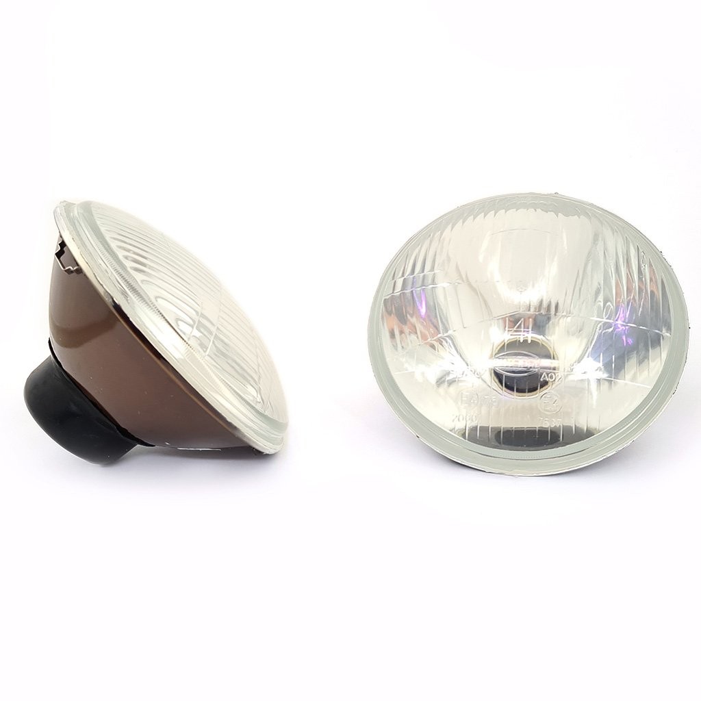 Semi Sealed Beam Headlight: Curved Glass : No parker : RETRO FITS to AP5/AP6/VC/VE/VF/VJ/VK - Chrysler Valiant