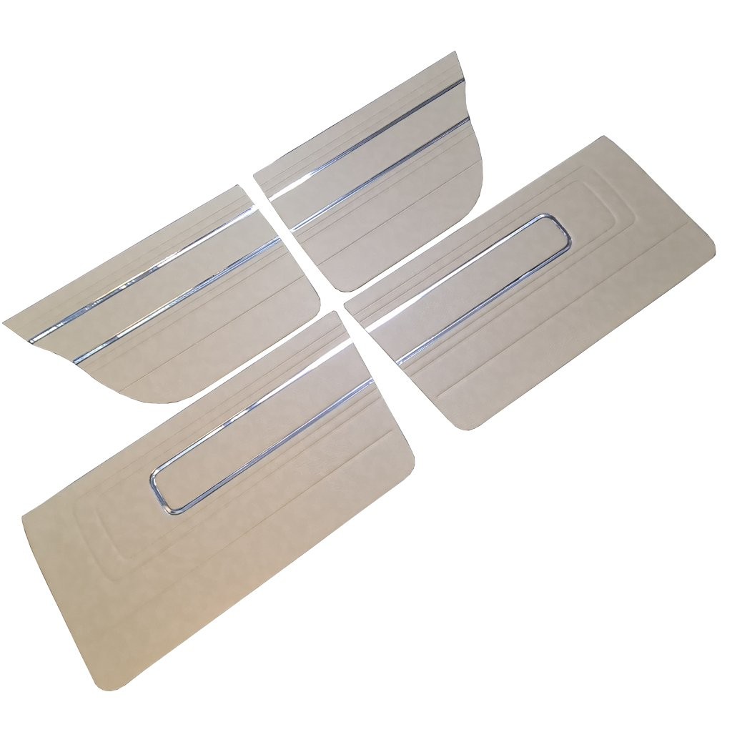 Reproduction Door Trim Set : Neutral Tan (code N4) with Pressed Chrome stripes : suit VF/VG Sedan Pacer