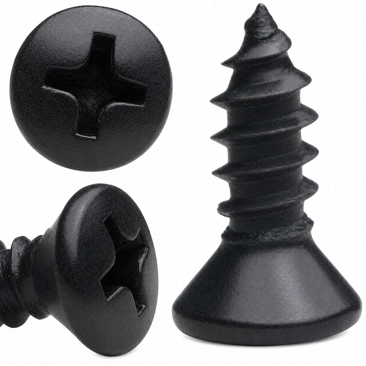 Tapping Screw : #8 X 1/2" Phillips Oval - Black Oxide