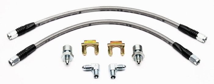 Braided Flexible Front Brake Hose Set: 18" : suit Wilwood Caliper Conversions
