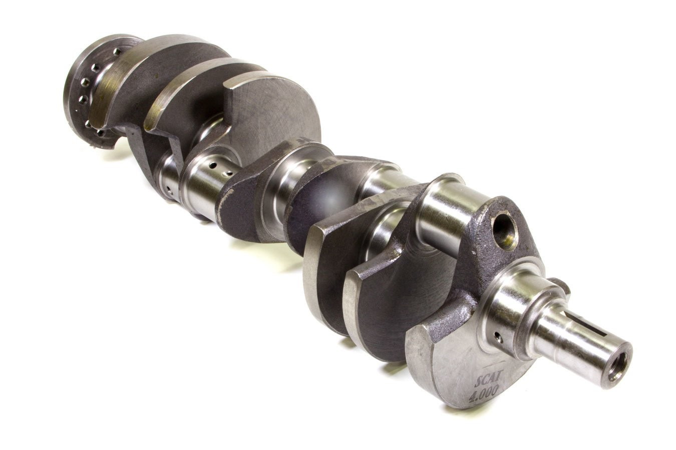 SCAT Series 9000 Cast Steel Crankshaft : 4" Stroke, 2.125" Rod Journal Diameter, Internal engine balance : suit Small Block 318 / 340ci Stroker