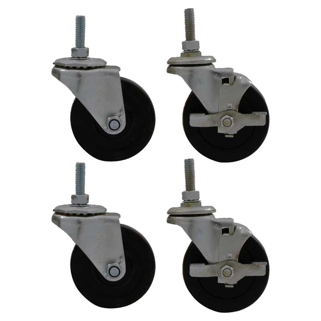 Allstar Performance ALL10163 Engine Cradle Caster Wheel Kit – 3" Locking, 3/8" Stud, Standard Duty, Set of 4