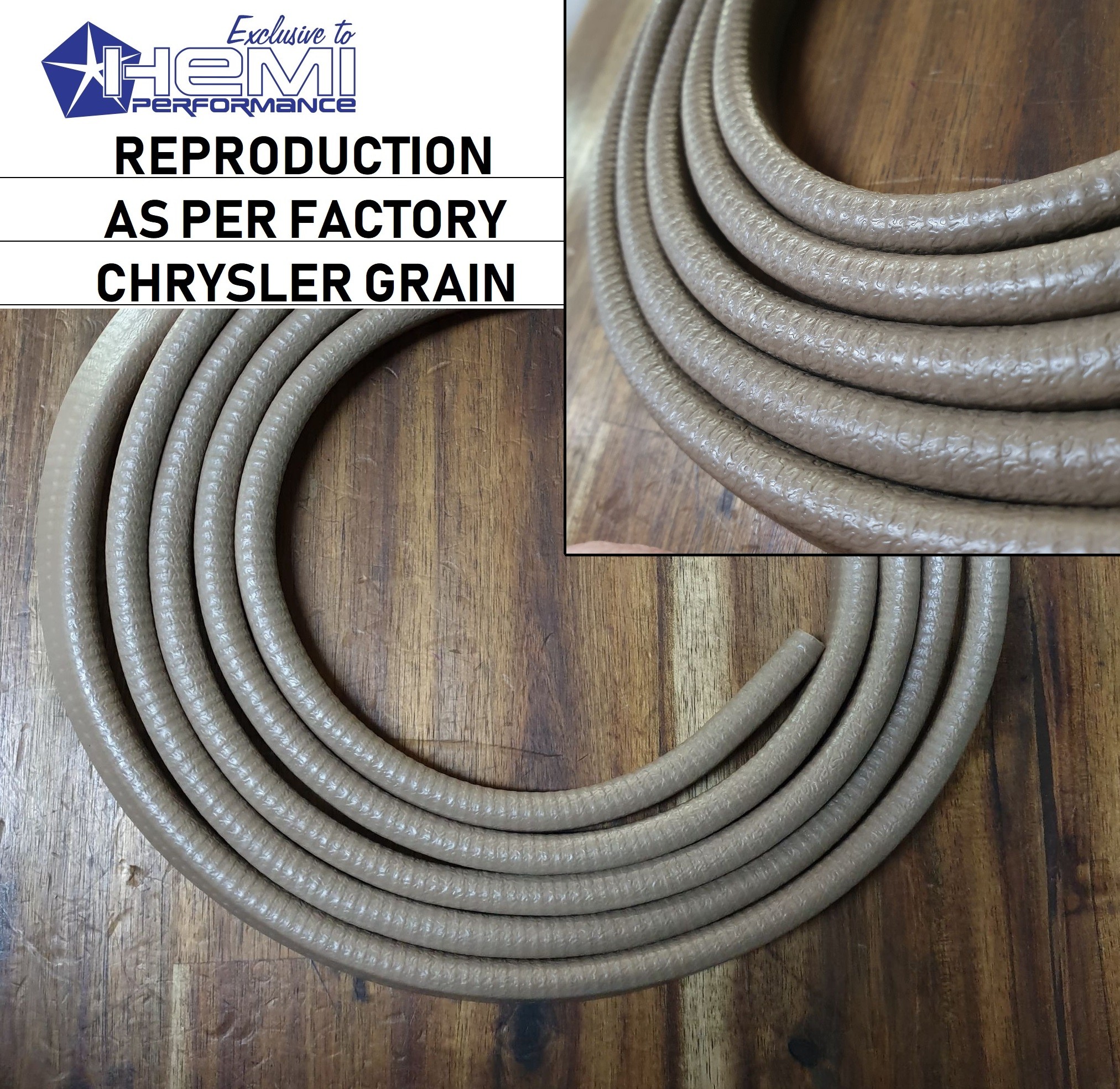 As per factory Chrysler grain : TAN : Door Aperture Pinchweld Seal Set : suit VF/VG Hardtop