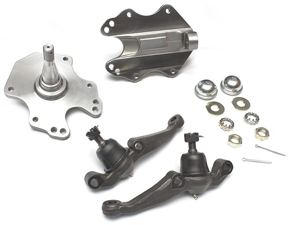 2" Lowered Stub Axles set with Lower Ball Joints and Spindle Hardware Package.