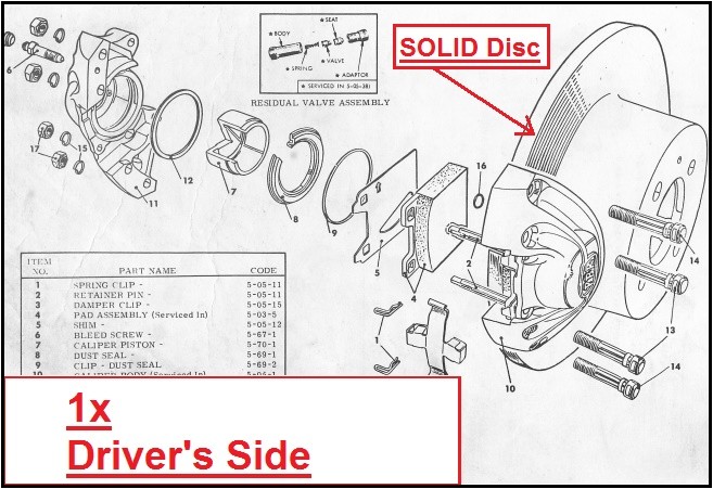 Reconditioned Front Disc Brake Caliper (right hand) : suit VC/VE/VF (solid disc type)