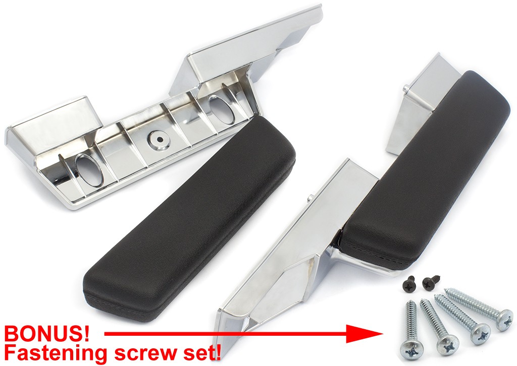 Reproduction Chrome Front/Rear Interior Armrest Base & Aftermarket Pad Set : suit VE/VF/VG/VH/VJ/VK/CL