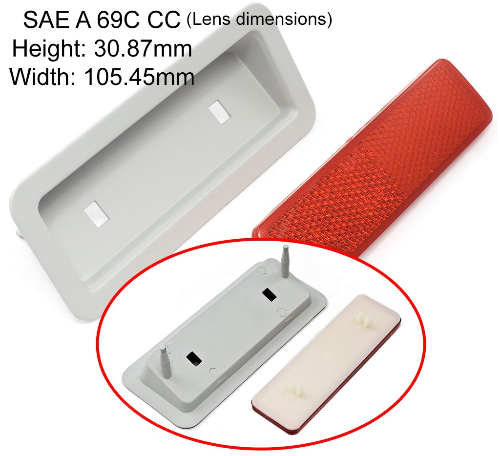 Rear Quarter Panel Reflector Bezel & Lens Car Set (clip-in style, SAE A 69C CC) : suit VF/VG Hardtop