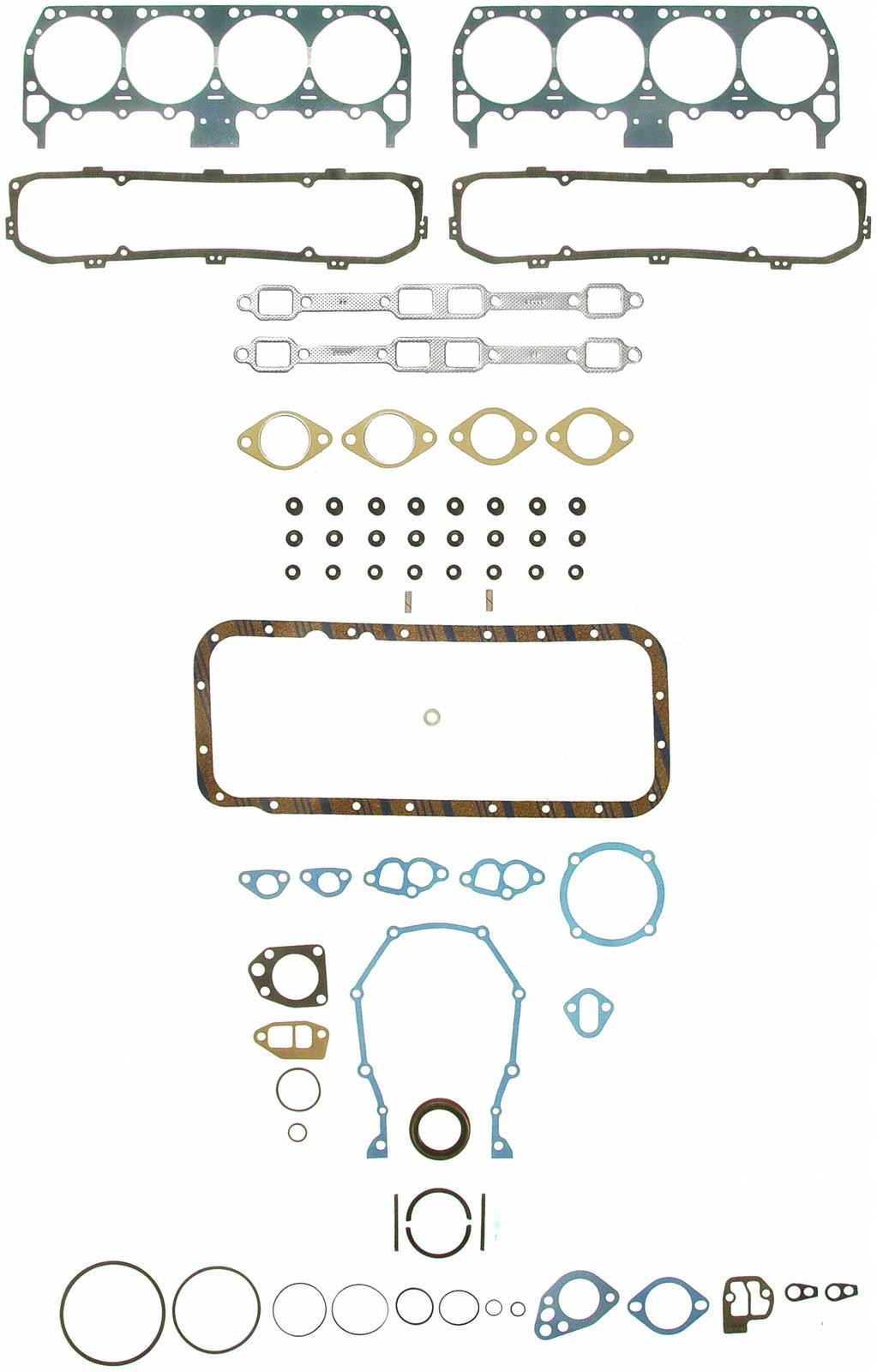 Fel-Pro Complete Engine Gasket Set (excl. inlet/valley gasket) : suit Big Block 361/383/400/413/440 (1963+ w/ 6 bolt valve cover)