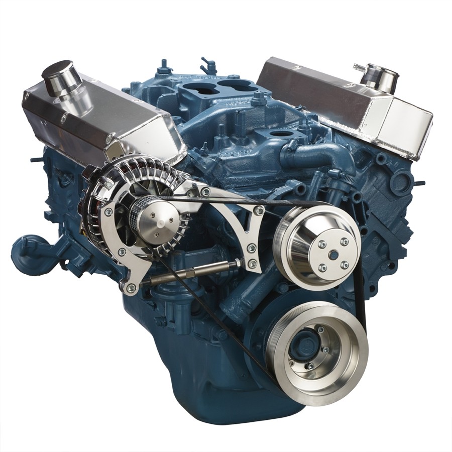 Complete Serpentine Kit (Including Alternator) : NO Air Con : NO Power Steering :  Chrome Finish : suit Small Block 318/340/360ci