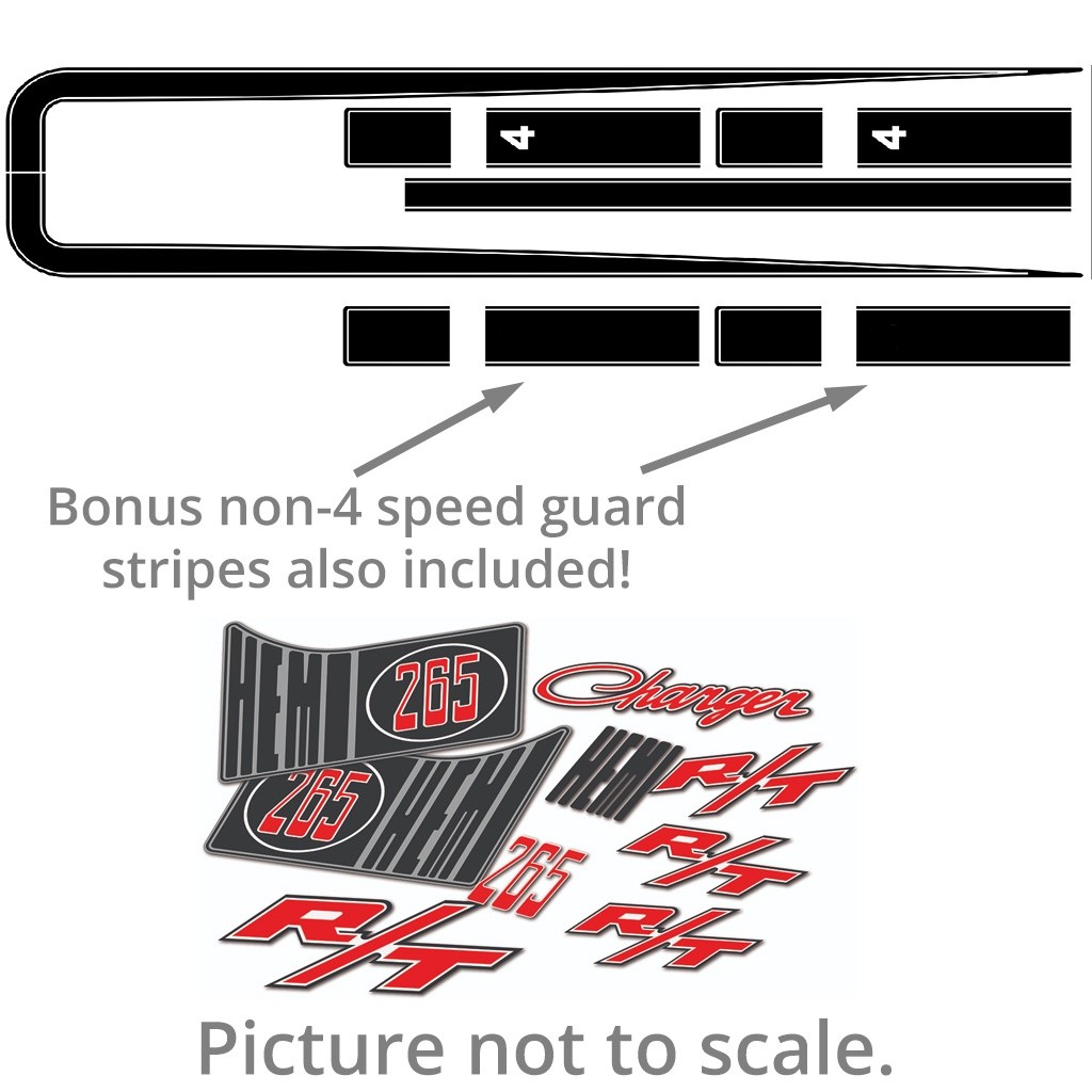 Body Stripe & Decal Kit : suit Valiant Charger : "Hemi 265" (Rear Quarter Decals)