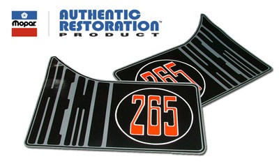 Reproduction "Hemi 265" Rear Quarter Panel Decal Set : suit VH Charger R/T 2-Barrel