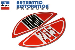 "Hemi 265" Air Cleaner Decal : suit Charger R/T & VH Pacer (original part#s 3650521, 3650522)