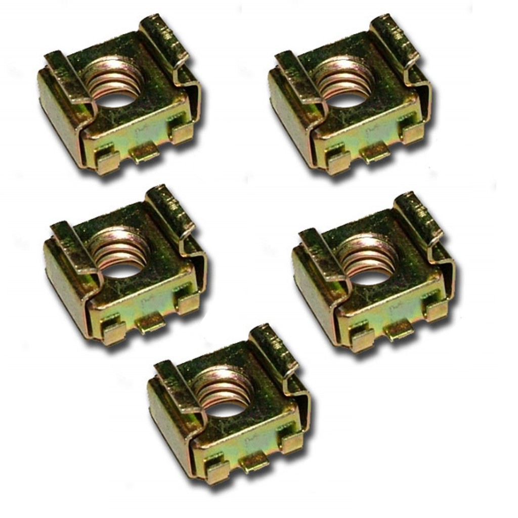 Steel Cage Nut with Spring Clip Set (5x) 1/4" thread, 9.5mm sq. hole