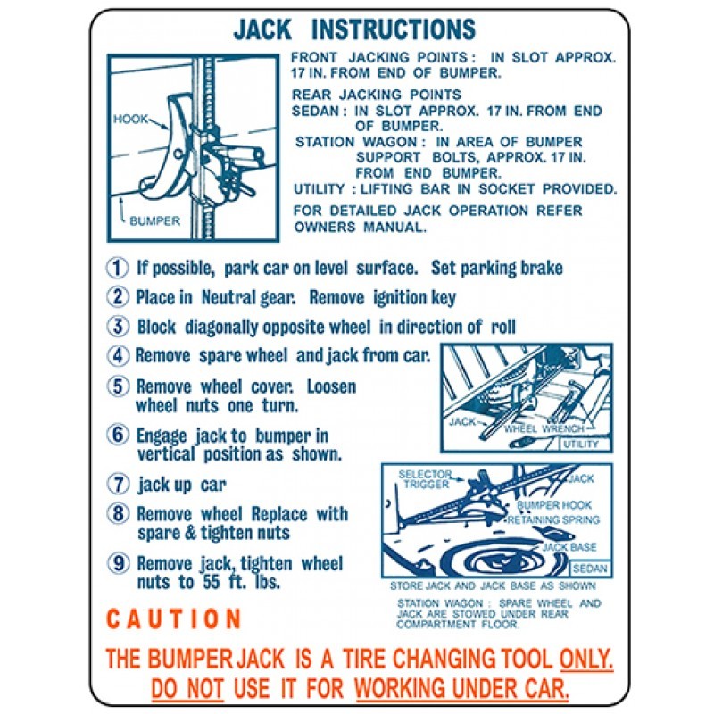 Jack Instructions Decal Suit Rv1 Sv1 Ap5 Ap6 Vc Ve Vf Vg Valiant Hemi Performance