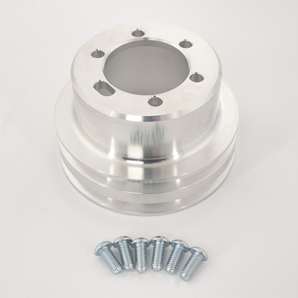 Balancer Pulley (Dual V-Belt) : USA Made Billet Alloy : suit Small Block LA (Balancer face to water pump flange face 4.5") - 1970+