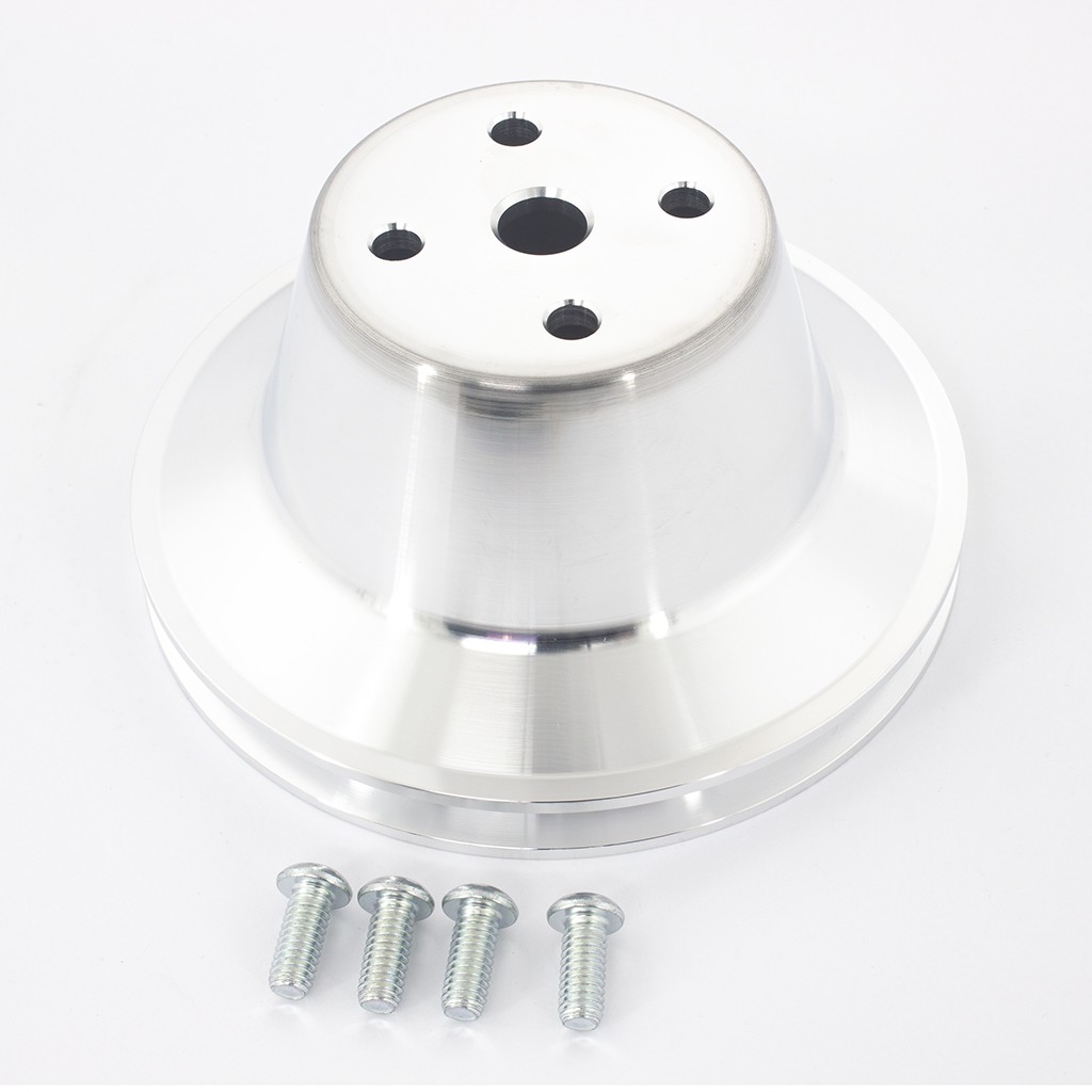 Water Pump Pulley (Single V-Belt) : USA Made Billet Alloy : suit Small Block LA (Balancer face to water pump flange face 4.5") 1970+