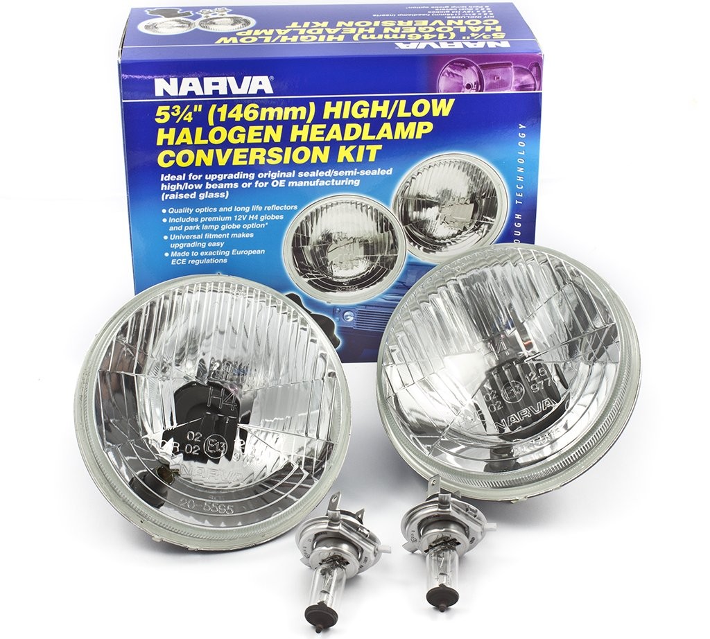 Narva Halogen Headlamp Conversion Kit 5¾" H4 (146mm High/Low 100/55w) Head Light Light