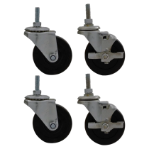 Allstar Performance ALL10163 Engine Cradle Caster Wheel Kit – 3" Locking, 3/8" Stud, Standard Duty, Set of 4