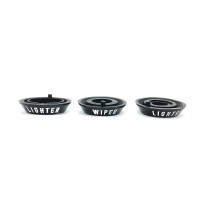 Reproduction Dash Knob Surround : Black with White lettering : Set of 3 (Lighter / Wiper / Lights) : Suit AP5
