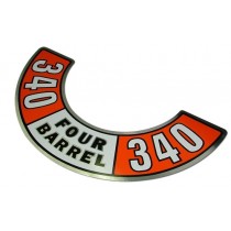 "340 Four Barrel" Air Cleaner Decal : 1972-74 Dodge & Plymouth